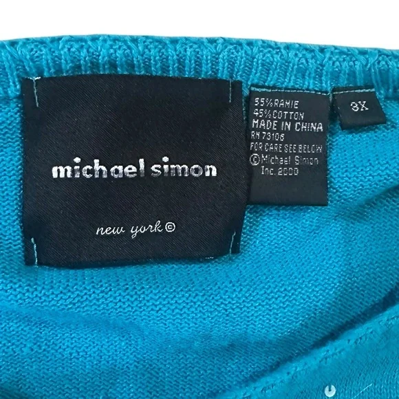 MICHAEL SIMON Vintage Seurat Sunday Afternoon sequined button front cardigan 3X - Picture 9 of 15